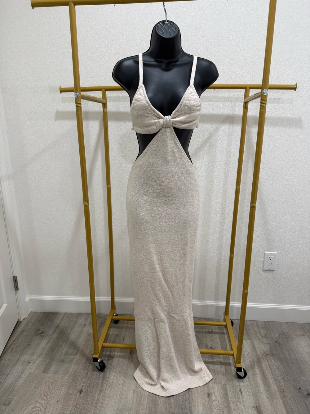 Cult Gaia Ivory Knit Cutout Maxi Dress Size Small